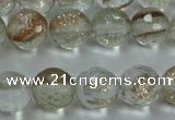 CGQ24 15.5 inches 8mm faceted round gold sand quartz beads