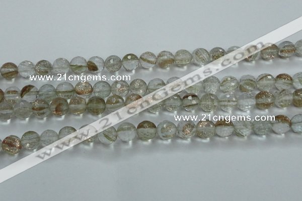 CGQ24 15.5 inches 8mm faceted round gold sand quartz beads