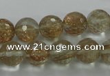 CGQ26 15.5 inches 12mm faceted round gold sand quartz beads