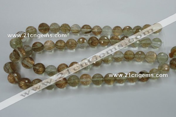 CGQ27 15.5 inches 14mm faceted round gold sand quartz beads