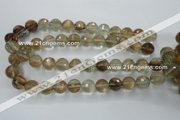 CGQ29 15.5 inches 18mm faceted round gold sand quartz beads