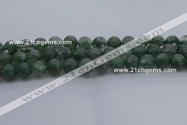 CGQ515 15.5 inches 14mm round matte imitation green phantom quartz beads