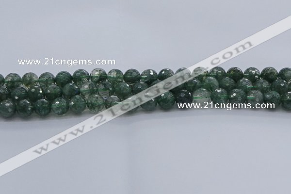 CGQ522 15.5 inches 8mm faceted round imitation green phantom quartz beads