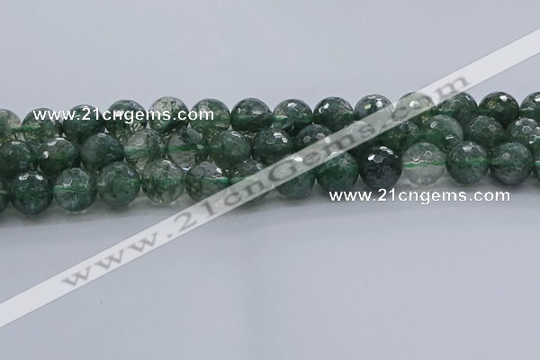 CGQ524 15.5 inches 12mm faceted round imitation green phantom quartz beads