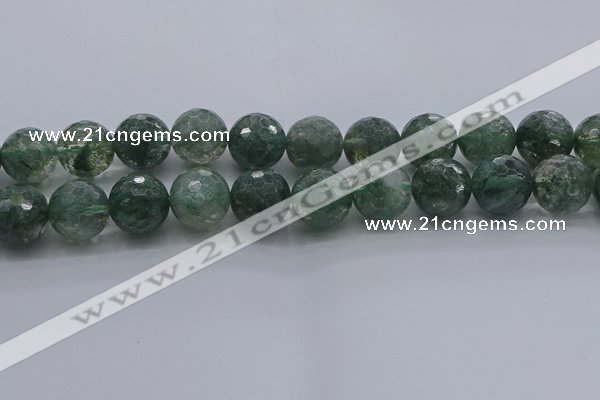 CGQ527 15.5 inches 18mm faceted round imitation green phantom quartz beads