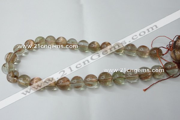 CGQ61 15.5 inches 14mm round gold sand quartz beads wholesale