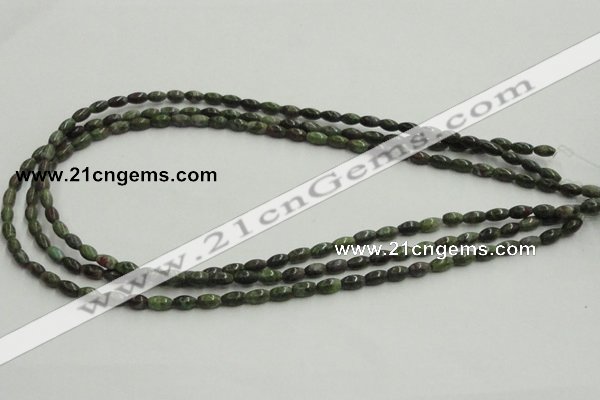 CGR06 16 inches 4*6mm rice green rain forest stone beads wholesale