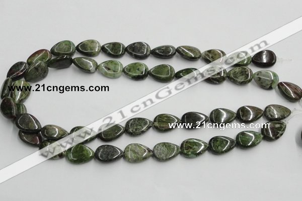 CGR09 16 inches 13*18mm flat teardrop green rain forest stone beads