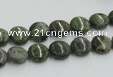 CGR15 16 inches 10mm flat round green rain forest stone beads wholesale