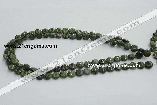 CGR15 16 inches 10mm flat round green rain forest stone beads wholesale