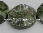 CGR21 16 inches 30mm wavy coin green rain forest stone beads wholesale