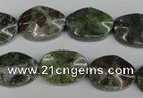 CGR22 15.5 inches 13*18mm wavy oval green rain forest stone beads