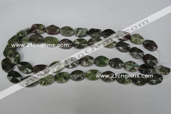 CGR22 15.5 inches 13*18mm wavy oval green rain forest stone beads