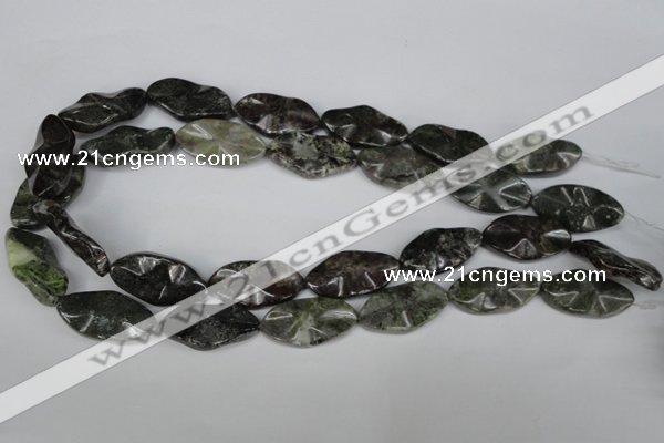CGR23 15.5 inches 15*28mm wavy marquise green rain forest stone beads