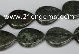 CGR24 15.5 inches 15*20mm flat teardrop green rain forest stone beads