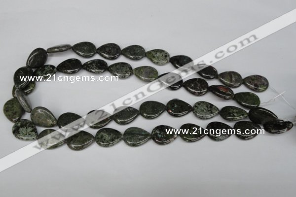 CGR24 15.5 inches 15*20mm flat teardrop green rain forest stone beads