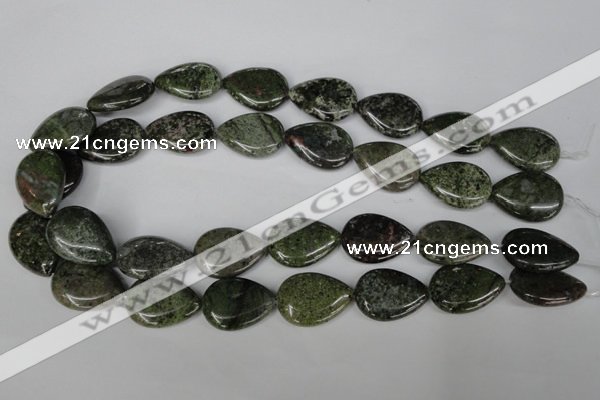 CGR25 15.5 inches 18*25mm flat teardrop green rain forest stone beads