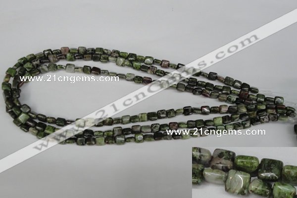 CGR31 15.5 inches 6*6mm square green rain forest stone beads