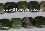 CGR32 15.5 inches 10*10mm square green rain forest stone beads