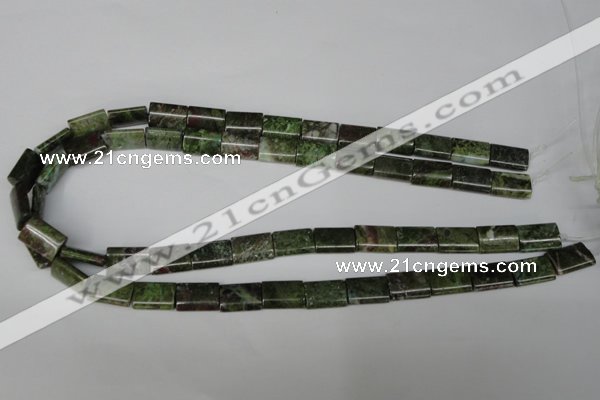 CGR35 15.5 inches 10*14mm flat tube green rain forest stone beads