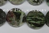 CGR38 15.5 inches 22mm coin green rain forest stone beads