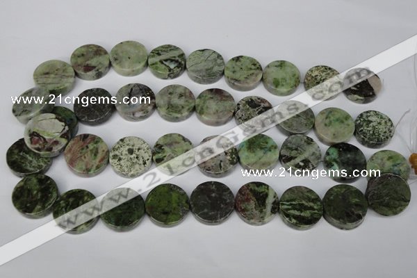 CGR38 15.5 inches 22mm coin green rain forest stone beads