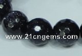 CGS110 15.5 inches 18mm faceted round blue goldstone beads wholesale