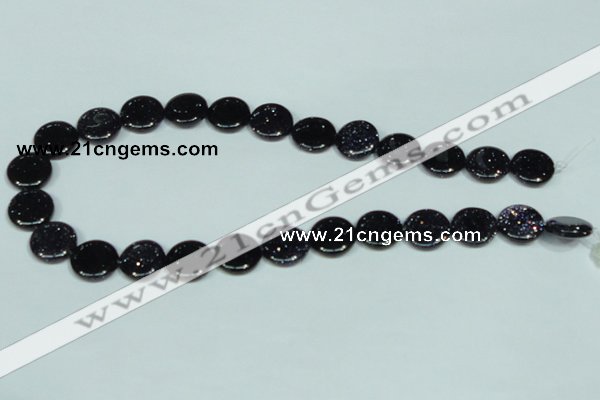 CGS122 15.5 inches 15mm flat round blue goldstone beads wholesale