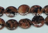 CGS208 15.5 inches 14mm flat round blue & brown goldstone beads wholesale