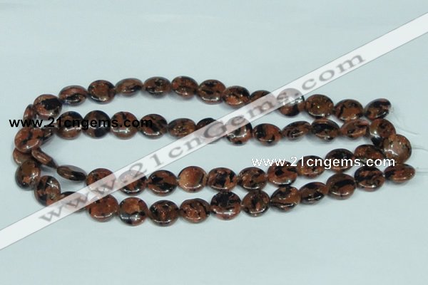 CGS208 15.5 inches 14mm flat round blue & brown goldstone beads wholesale