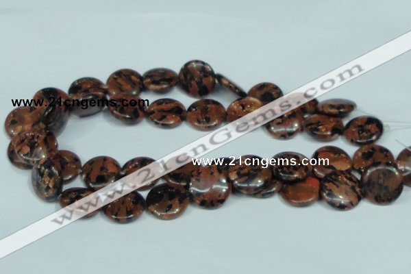 CGS210 15.5 inches 20mm flat round blue & brown goldstone beads wholesale