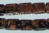 CGS215 15.5 inches 14*14mm square blue & brown goldstone beads wholesale