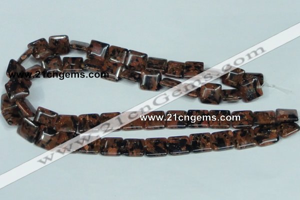 CGS215 15.5 inches 14*14mm square blue & brown goldstone beads wholesale