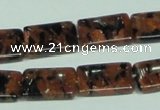 CGS217 15.5 inches 13*18mm rectangle blue & brown goldstone beads