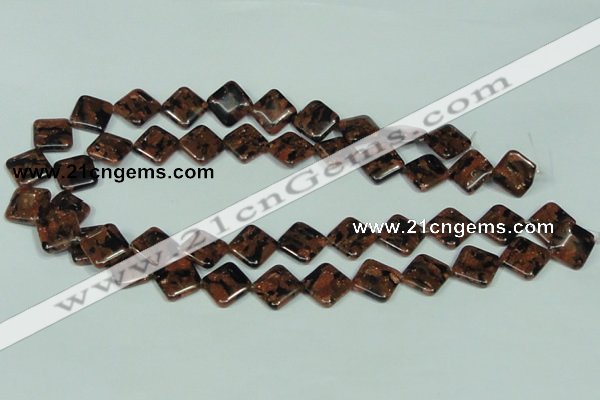 CGS219 15.5 inches 14*14mm diamond blue & brown goldstone beads