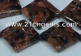 CGS220 15.5 inches 20*20mm diamond blue & brown goldstone beads