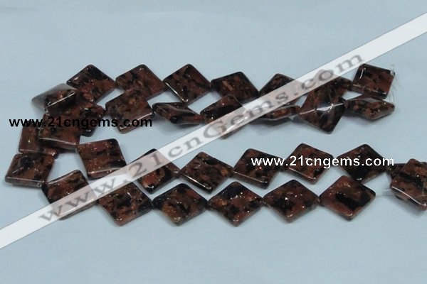 CGS220 15.5 inches 20*20mm diamond blue & brown goldstone beads