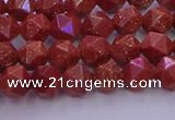 CGS451 15.5 inches 6mm faceted nuggets goldstone beads wholesale