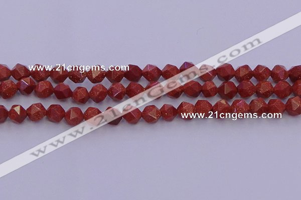 CGS452 15.5 inches 8mm faceted nuggets goldstone beads wholesale