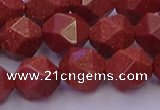 CGS453 15.5 inches 10mm faceted nuggets goldstone beads wholesale