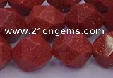 CGS454 15.5 inches 12mm faceted nuggets goldstone beads wholesale