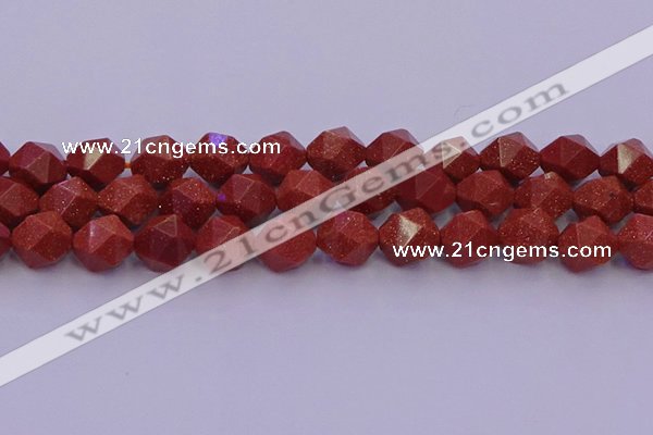 CGS454 15.5 inches 12mm faceted nuggets goldstone beads wholesale