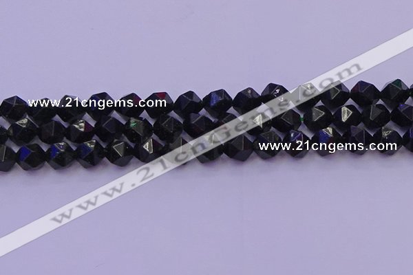 CGS463 15.5 inches 10mm faceted nuggets green goldstone beads