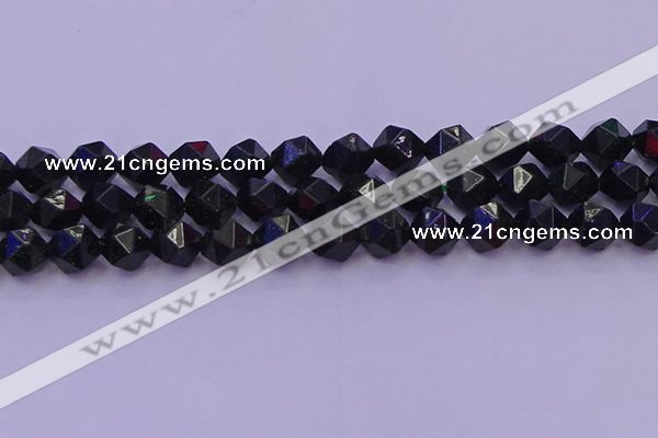 CGS464 15.5 inches 12mm faceted nuggets green goldstone beads