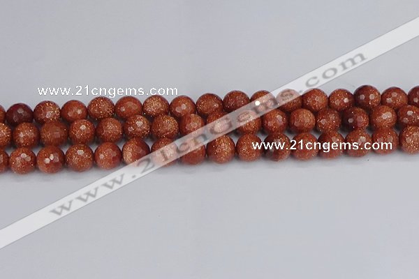 CGS473 15.5 inches 10mm faceted round goldstone beads wholesale