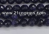 CGS478 15.5 inches 4mm faceted round blue goldstone beads