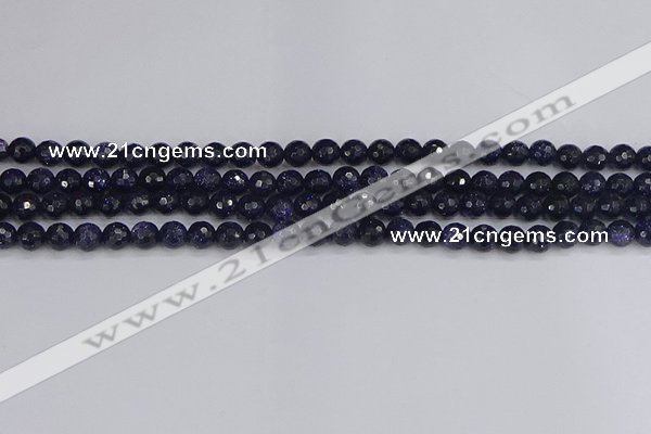 CGS478 15.5 inches 4mm faceted round blue goldstone beads