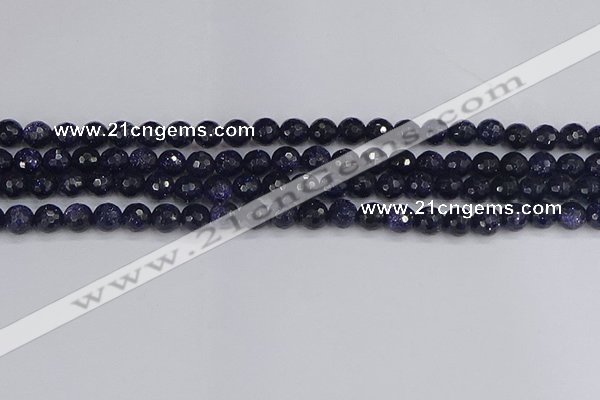 CGS479 15.5 inches 6mm faceted round blue goldstone beads