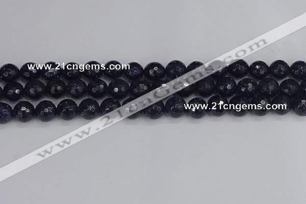 CGS481 15.5 inches 10mm faceted round blue goldstone beads