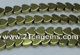 CHE1000 15.5 inches 6*6mm heart plated hematite beads wholesale